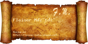 Fleiser Máté névjegykártya